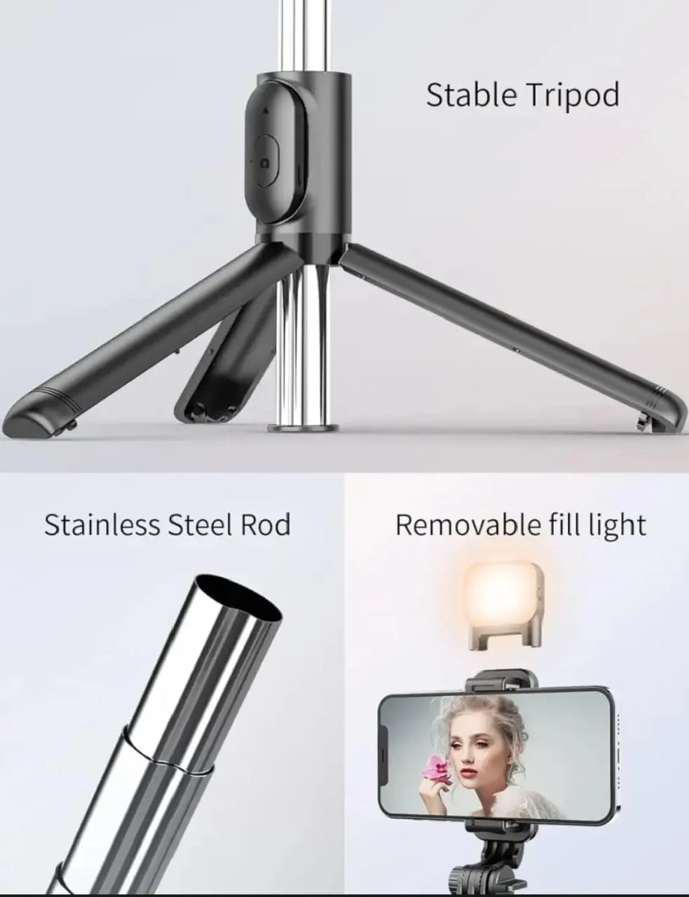 CreatorPro 4-in-1 Selfie Stick Tripod with Bluetooth and Rechargeable light